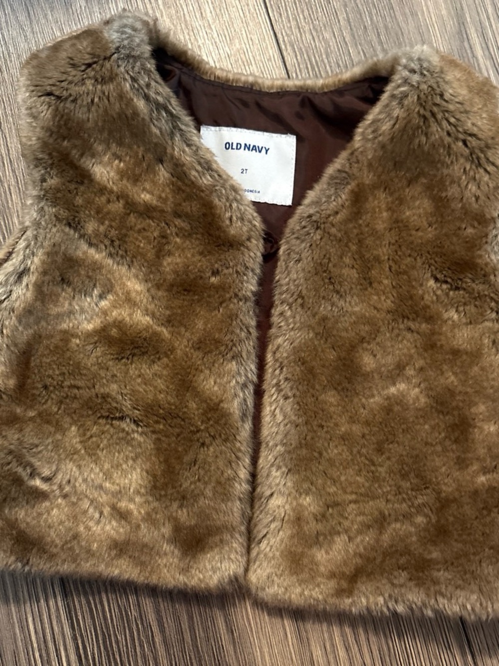 Old Navy Toddler Faux Fur Vest in Warm Brown
